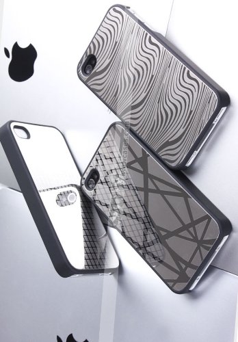 NEW!! Apple Chrome Mirror Reflective SPK Case for iPhone 4 4S (AT&T Verizon Sprint) - Wave Style- Silver Mirror + [FREE] Screen Protector