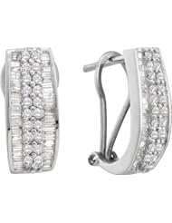 0.85CTW BAGGUETTE ROUND DIAMOND LADIES FASHION EARRINGS