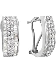 14KT White Gold 0.85 CTW Bagguette Round Diamond Ladies Fashion Earrings