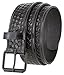 Black Roller Buckle Casual One Piece Full Grain Leather Basketweave Engraved Belt 1 1/2