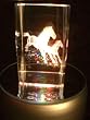 Laser Etched Crystal Cube Two Horses