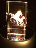 Laser Etched Crystal Cube Two Horses