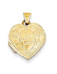 14k Yellow Gold I Love You Heart Locket. Metal Wt- 0.73g