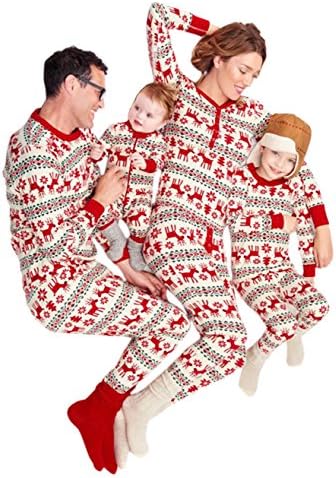 Tinmity Stripe Deer Christmas Matching Family Pajamas Set for Women M