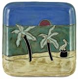8.5 MARA Collectible Stoneware LUNCH Salad APPETIZER Square PLATE Palm Trees OCEAN Beach