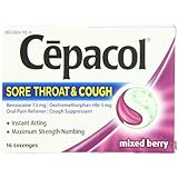 Cepacol Sore Throat & Cough, Maximum Strength Numbing, Instant Action, 16  Lozenges,  (Pack of 3)
