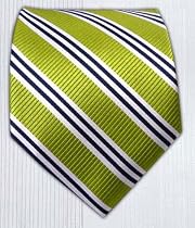 100% Silk Woven Lime Striped Tie