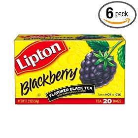 Lipton Flavored Black Tea, Blackberry, Tea Bags, 20-Count Boxes (Pack of 6)