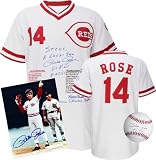 Pete Rose Autograph Cast Personalized Jersey Package with Autographed 8x10 Photograph and Baseball