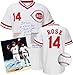 Pete Rose Autograph Cast Personalized Jersey Package with Autographed 8x10 Photograph and Baseball