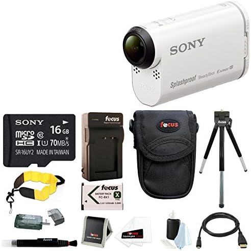 Sony AS200V HDRAS200V HDRAS200V/W Full HD Action Cam + Sony 16GB Class 10 Micro SDHC + EXTRA Battery and CHARGER+ HDMI cable+ Card Reader + Case + Foam Float Strap+ Cleaning Kit