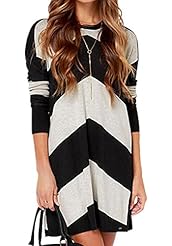 Long Sleeves Wool Winter Sweater Geometric Print  Dress
