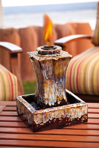 Ceramic Fountain Firepot - Speckled Drip Glaze
