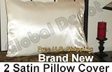Pack Of 2 NEW Standard Size Satin Pillow Cover PillowCase WHITE