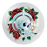 Ed Hardy Candle Glass Mushroom Tealight Holder, Skulls/Roses