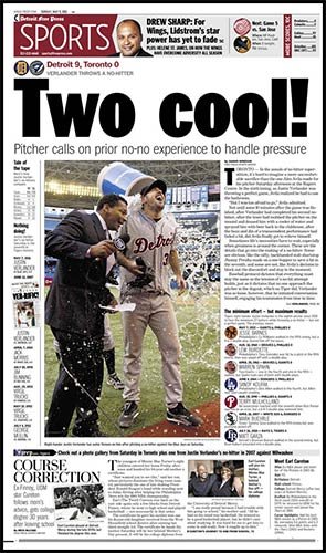 Detroit Tigers - Justin Verlander - Second No-Hitter - Wood Mounted Poster Print