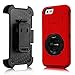 iPhone 6 Plus Case - Fintie Commander Series Three Layer Hard Shell Cover Holster with Built-in Rotating Stand and Belt Swivel Clip for Apple iPhone 6 Plus (5.5), Black/Red