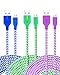 Micro USB Charger, Eversame 3-Pack 6Ft 1.8M Premium Nylon Braided Hi-Speed USB2.0 A Male to Micro B Sync Charger Cables For Android, Samsung Galaxy S6/Note5, HTC One M9, and more (Blue Green Purple)