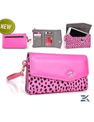 Baby Product: Universal Womens Wallet Wrist-let with Phone Case Compatible with HTC 7 Surround Cover - PINK DALMATIAN FAUX FUR. Bonus Screen Cleaner - Kroo