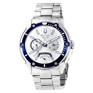 Buy Bulova Mens 98C107 Marine Star Silver and White Dial Bracelet Watch
