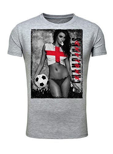 Legendary Items Herren T-Shirt EM 2016 Sexy Girl Frau Fußball Europameisterschaft Vintage England grau L