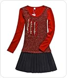「ニットワンピース 服 レディース Aライン レトロ ニットワンピース レッド 赤」の画像