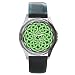 Round Silver Metal Watch of Green Ornate Celtic Knot (Irish Jewelry, Pendant, Ring, Necklace)