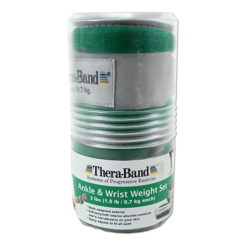 Thera-band Comfort Fit Ankle/Wrist Cuff Weights, Set of 2, Green, 1.5-Pound