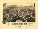 Bird's eye view of the village of Lancaster, Coos County, N.H. 1883. [Drawn by] A. F. Poole. Beck & Pauli, lithographers., large historic panoramic map reprint measured in inches 47x36
