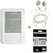 White Color Amazon Kindle 2 E-Book Reader Silicone Rubber Skin Case + Kindle2 Stereo Sound Earbud Headphones + Kindle2 Anti Scratch LCD Screen Protector