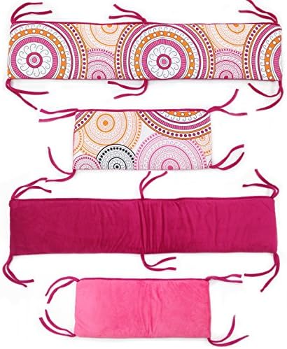One Grace Place Sophia Lolita Crib Bumper, White, Pink, Berry, Orange, Black