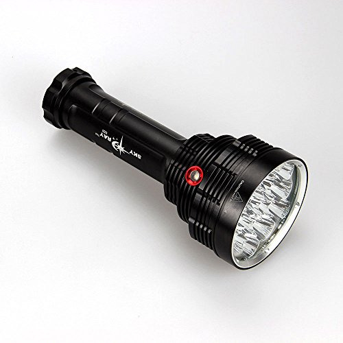 Skyray 20000 Lumen 16x Cree Xm-l T6 LED Super Bright Rechargeable Waterproof Tactical 3 Modes Titanium LED Lamp Light Powerful Flashlight Torch for Hiking, Camping, Hunting Indoor or Outdoor