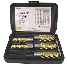 Jancy Slugger High Speed Steel Annular Cutter Set (5 piece), TiN Coated, 3/4" Annular Shank, 2" Depth, 9/16" - 1-1/16" Sizes