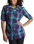 Apple Bottoms Junior's Roll Up Sleeve Plaid,Purple Big Plaid,Large