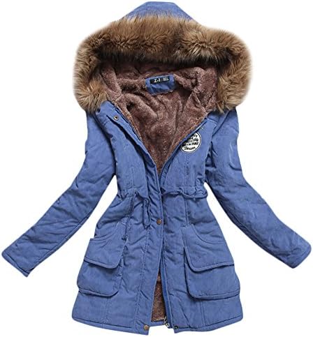 New Healer Women's Thicken Hooded Cotton-padded Coats Jacket (2X, blue)
