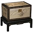 Handmade Asian Furniture - 20" Gold & Black Wood Standing Storage Chest / Trunk - Bamboo Design