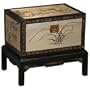 Handmade Asian Furniture - 20" Gold & Black Wood Standing Storage Chest / Trunk - Bamboo Design