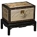 Handmade Asian Furniture - 20" Gold & Black Wood Standing Storage Chest / Trunk - Bamboo Design