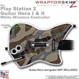 PS2 Guitar Hero I & II White Wireless Controller Skin Camouflage Brown by WraptorSkinz TM (GUITAR NOT INCLUDED)