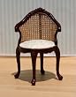 Dollhouse Miniature Mahogany Caned Vanity Chair