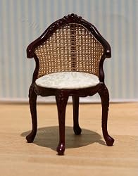 Dollhouse Miniature Mahogany Caned Vanity Chair
