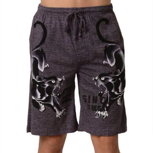 Ed Hardy Men's Panther Lounge Shorts - Black Rock Desert