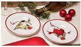 Set of 4 Round Ceramic Salad Plates A Peaceful Christmas