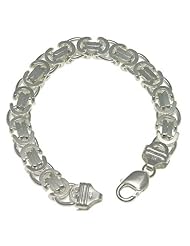 Sterling Silver Italian Flat Byzantine Chain Necklaces & Bracelets 11.5mm Heavy, sizes 8 - 26 inches