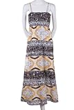 Hessi Spaghetti Strap Smocked Lace Trimmed Long Maxi Dress Brown Paisley