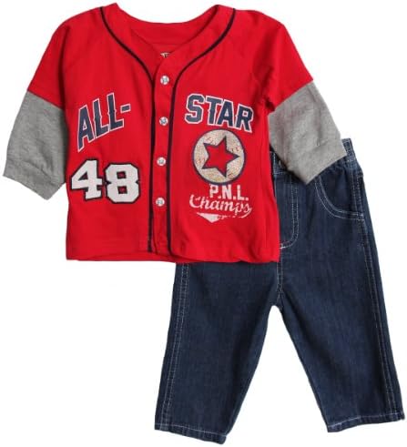 Little Rebels Little Boys' 2 Piece All Star Pant Set, Red, 4T