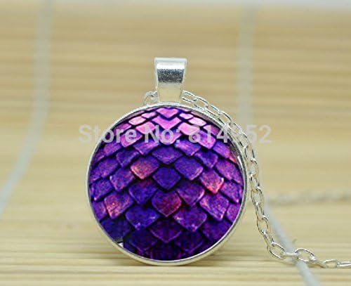 VintaStore Art Glass Necklace Purple Dragon Egg Game Of Thrones Geekery Pendant Sportnecklace Jewelry A4317