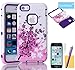 iPhone 5C Case, Tradekmk(TM)Hybrid Three Layers Combo Hard Soft High Impact Hard Back Case Protective Cover Fit For Apple iPhone 5C(Purple+Pink),with Stylus Pen,Screen Protector and Cleaning Cloth