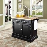 Crosley Furniture Butcher Block Top Kitchen Island in Black