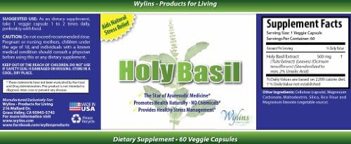 Wylins Holy Basil for Stress Relief- 60 Capsules